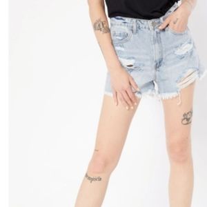 Festival shortie distress, raw hem denim shortz, ripped,
